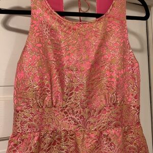 J. Crew Collection Pink Gold Brocade Jacquard shift dress Easter wedding 6 S M